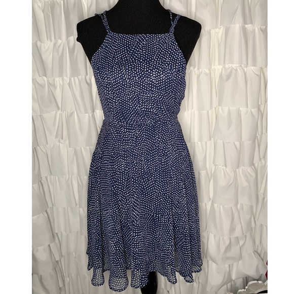 Lulus Dresses & Skirts - Lulus Happy Together Blue Polka Dot Lace Up Dress